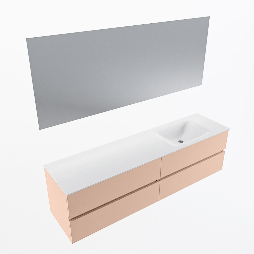 MONDIAZ VICA 180cm mueble de baño Rosee 4 cajones. Lavabo CLOUD Derecho sin orificio color Talc con espejo LED. 6 MONDIAZ VICA 180cm mueble de baño Rosee 4 cajones. Lavabo CLOUD Derecho sin orificio color Talc con espejo LED. - Imagen 6