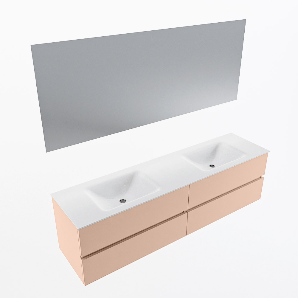 MONDIAZ VICA 180cm mueble de baño Rosee 4 cajones. Lavabo CLOUD Doble sin orificio color Talc con espejo LED. 6 MONDIAZ VICA 180cm mueble de baño Rosee 4 cajones. Lavabo CLOUD Doble sin orificio color Talc con espejo LED. - Imagen 6