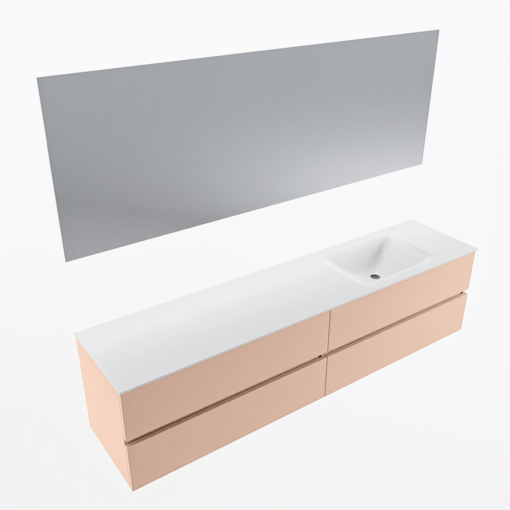 MONDIAZ VICA 200cm mueble de baño Rosee 4 cajones. Lavabo CLOUD Derecho sin orificio color Talc con espejo LED. 6 MONDIAZ VICA 200cm mueble de baño Rosee 4 cajones. Lavabo CLOUD Derecho sin orificio color Talc con espejo LED. - Imagen 6