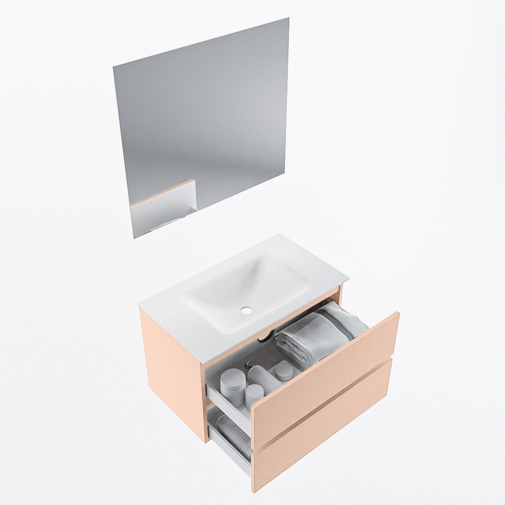 MONDIAZ VICA 80cm mueble de baño Rosee 2 cajones. Lavabo CLOUD Centro 1 orificio color Talc con espejo LED. 7 MONDIAZ VICA 80cm mueble de baño Rosee 2 cajones. Lavabo CLOUD Centro 1 orificio color Talc con espejo LED. - Imagen 7