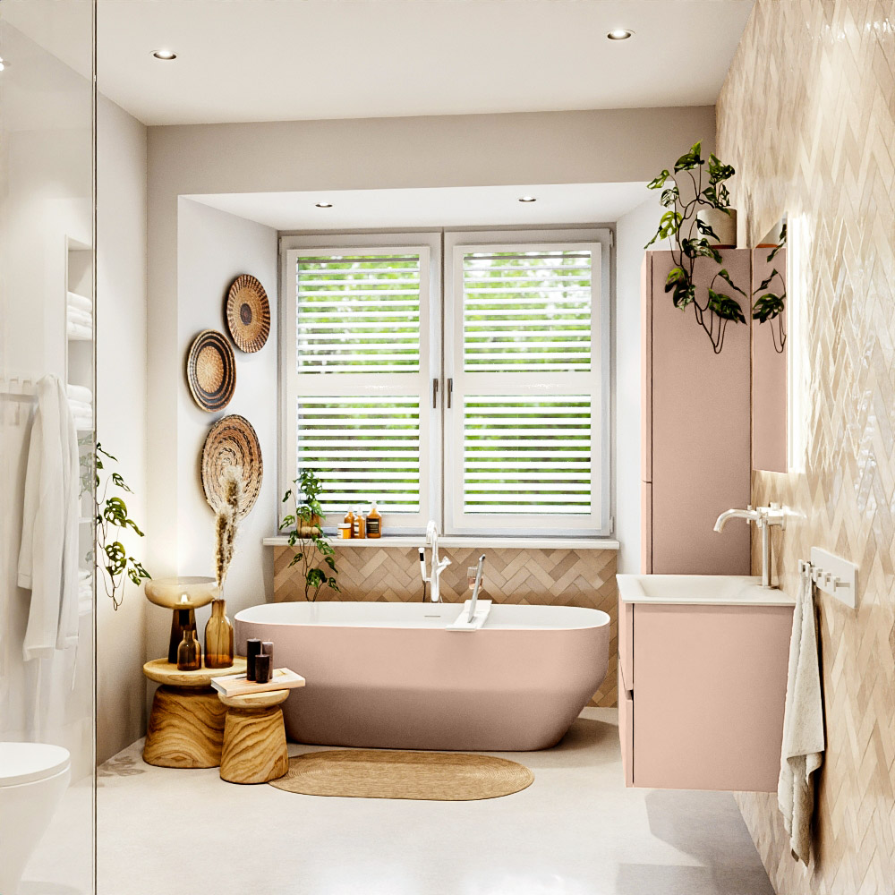 MONDIAZ VICA 60cm mueble de baño Rosee 2 cajones. Lavabo CLOUD Centro 1 orificio color Talc con espejo LED. 3 MONDIAZ VICA 60cm mueble de baño Rosee 2 cajones. Lavabo CLOUD Centro 1 orificio color Talc con espejo LED. - Imagen 3