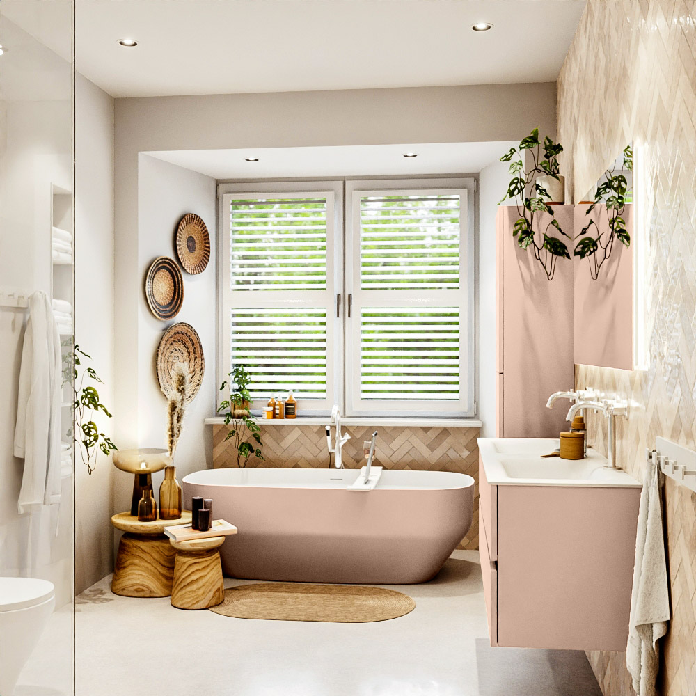 MONDIAZ VICA 130cm mueble de baño Rosee 2 cajones. Lavabo CLOUD Doble 2 orificios color Talc con espejo LED. 3 MONDIAZ VICA 130cm mueble de baño Rosee 2 cajones. Lavabo CLOUD Doble 2 orificios color Talc con espejo LED. - Imagen 3