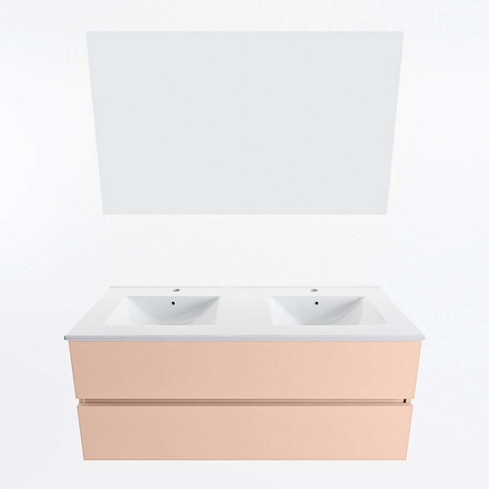 MONDIAZ VICA 120cm mueble de baño Rosee 2 cajones. Lavabo DENIA Doble 2 orificios color Blanco brillo con espejo LED. 5 MONDIAZ VICA 120cm mueble de baño Rosee 2 cajones. Lavabo DENIA Doble 2 orificios color Blanco brillo con espejo LED. - Imagen 5