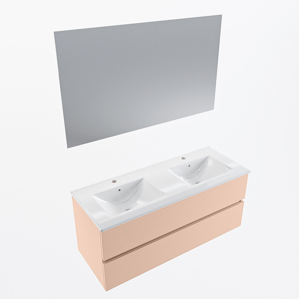MONDIAZ VICA 120cm mueble de baño Rosee 2 cajones. Lavabo DENIA Doble 2 orificios color Blanco brillo con espejo LED. 6 MONDIAZ VICA 120cm mueble de baño Rosee 2 cajones. Lavabo DENIA Doble 2 orificios color Blanco brillo con espejo LED. - Imagen 6