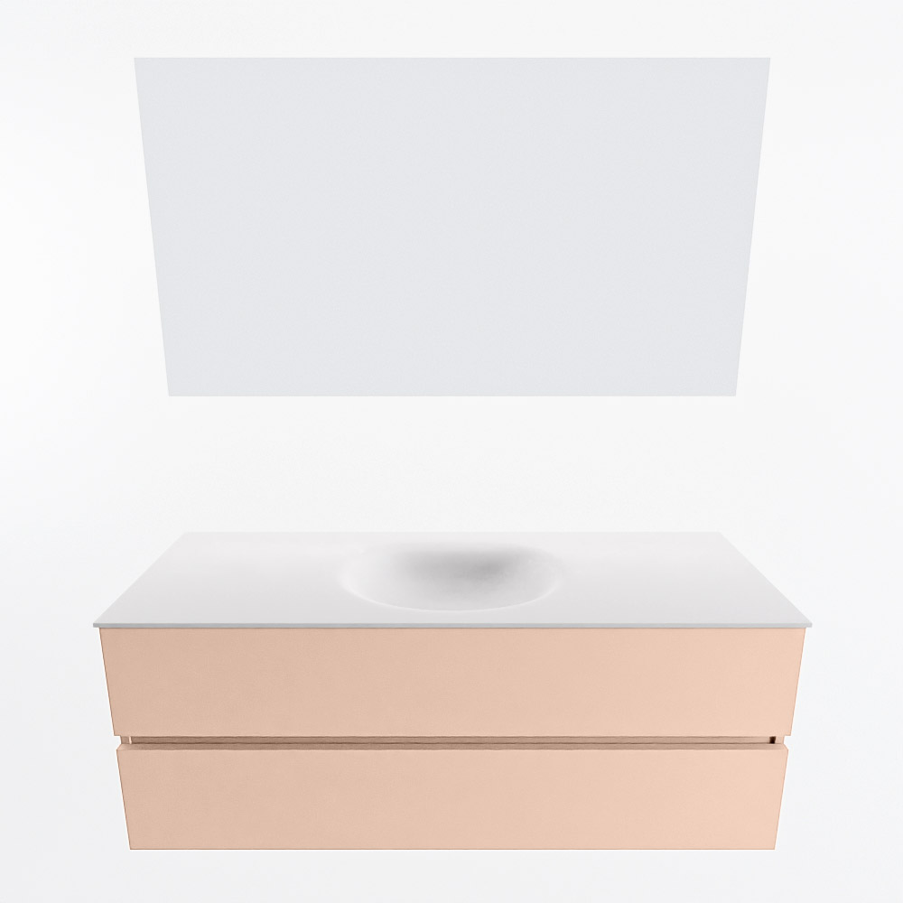 MONDIAZ VICA 130cm mueble de baño Rosee 2 cajones. Lavabo MOON Centro sin orificio color Talc con espejo LED. 4 MONDIAZ VICA 130cm mueble de baño Rosee 2 cajones. Lavabo MOON Centro sin orificio color Talc con espejo LED. - Imagen 5