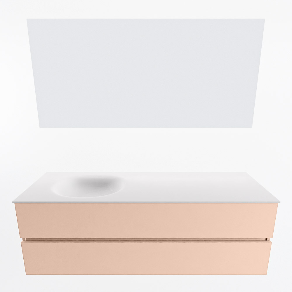 MONDIAZ VICA 150cm mueble de baño Rosee 2 cajones. Lavabo MOON Izquierda 1 orificio color Talc con espejo LED. 5 MONDIAZ VICA 150cm mueble de baño Rosee 2 cajones. Lavabo MOON Izquierda 1 orificio color Talc con espejo LED. - Imagen 5
