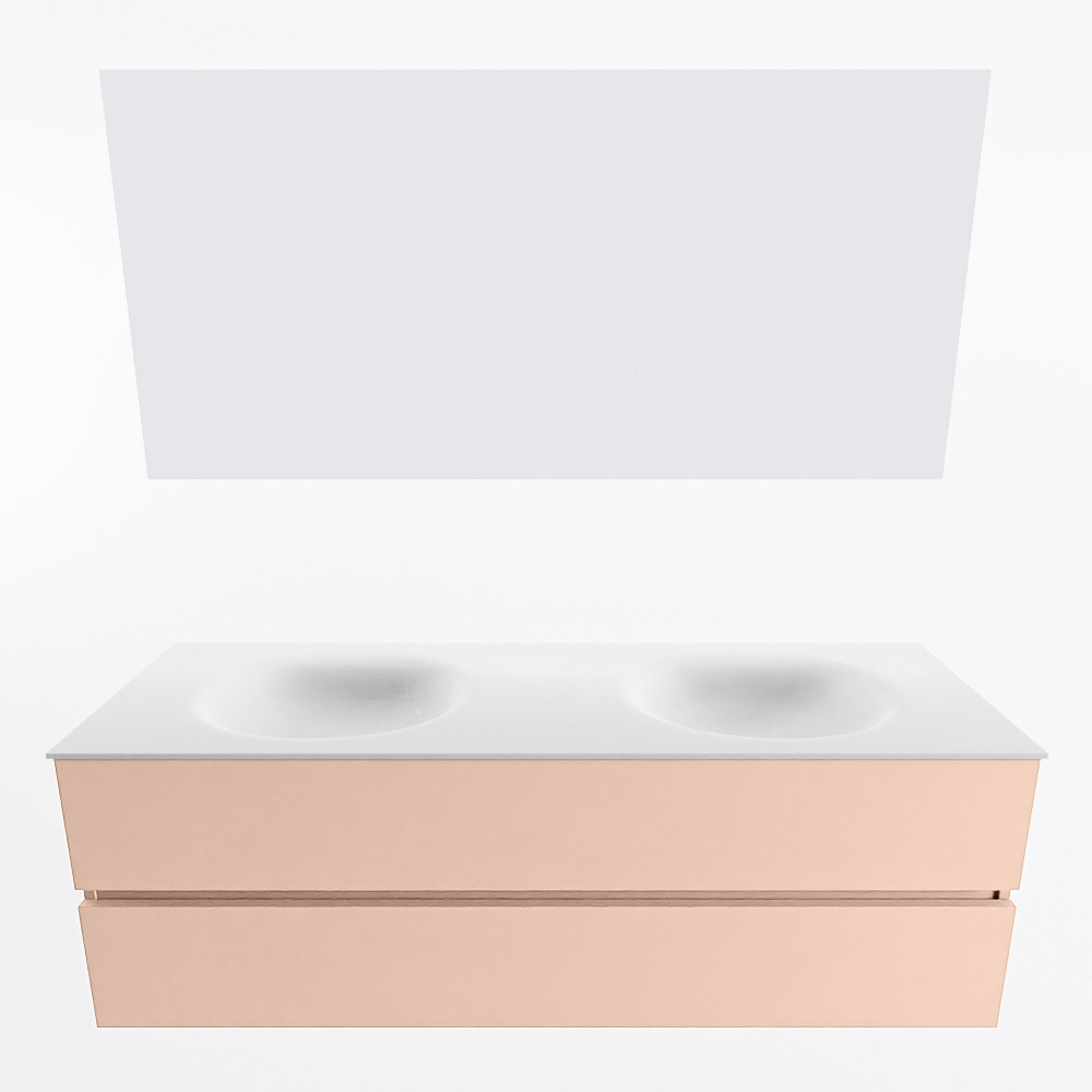 MONDIAZ VICA 150cm mueble de baño Rosee 2 cajones. Lavabo MOON Doble sin orificio color Talc con espejo LED. 5 MONDIAZ VICA 150cm mueble de baño Rosee 2 cajones. Lavabo MOON Doble sin orificio color Talc con espejo LED. - Imagen 5