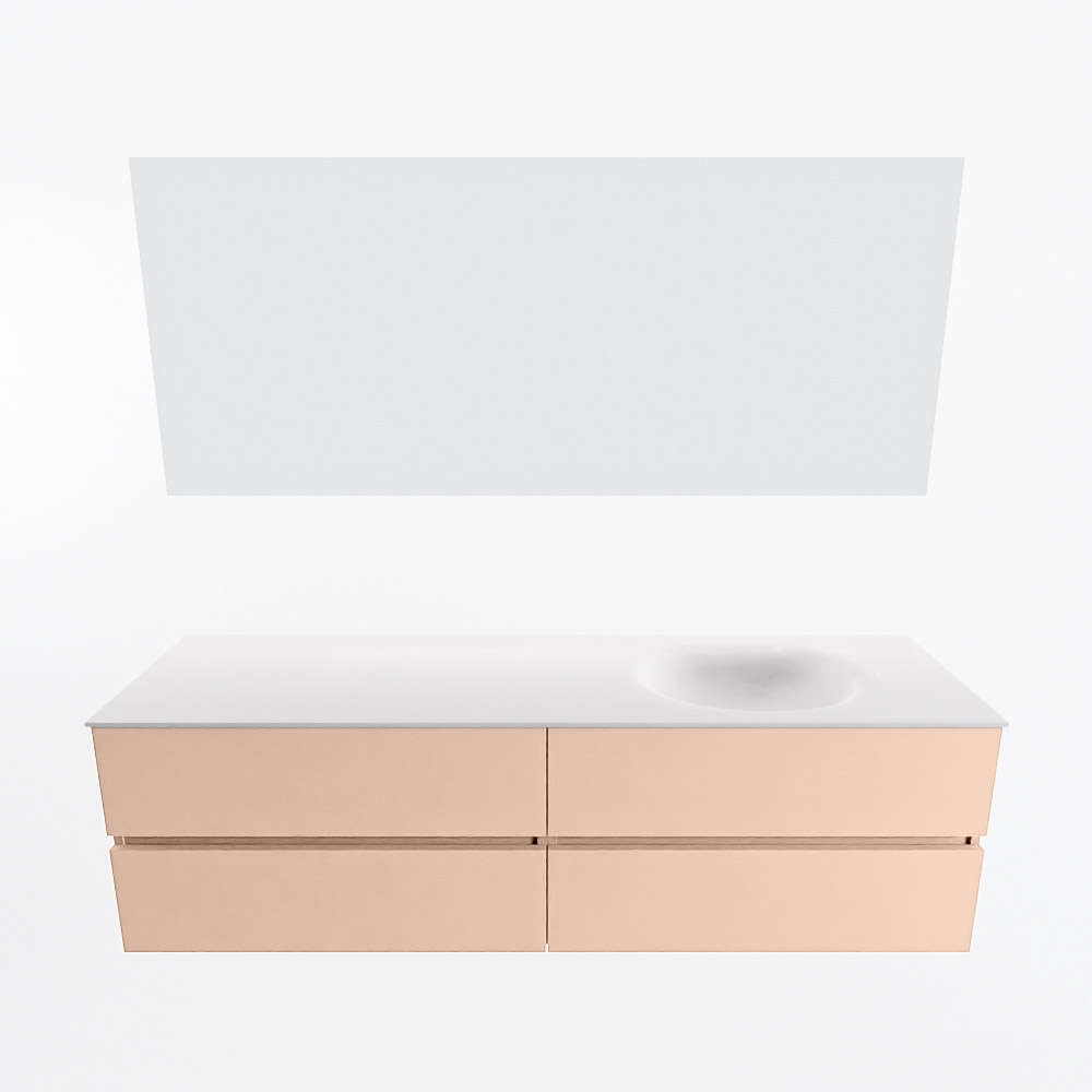 MONDIAZ VICA 170cm mueble de baño Rosee 4 cajones. Lavabo MOON Derecho sin orificio color Talc con espejo LED. 5 MONDIAZ VICA 170cm mueble de baño Rosee 4 cajones. Lavabo MOON Derecho sin orificio color Talc con espejo LED. - Imagen 5