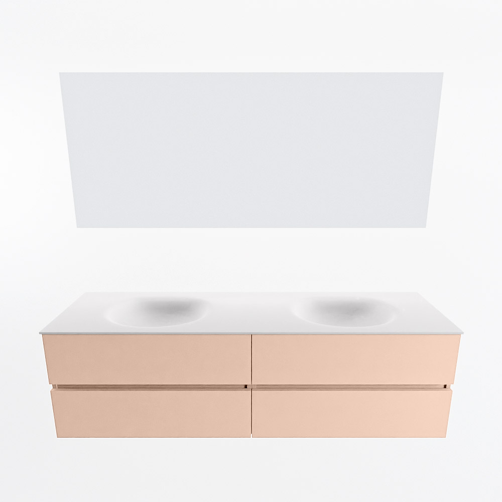 MONDIAZ VICA 170cm mueble de baño Rosee 4 cajones. Lavabo MOON Doble sin orificio color Talc con espejo LED. 5 MONDIAZ VICA 170cm mueble de baño Rosee 4 cajones. Lavabo MOON Doble sin orificio color Talc con espejo LED. - Imagen 5