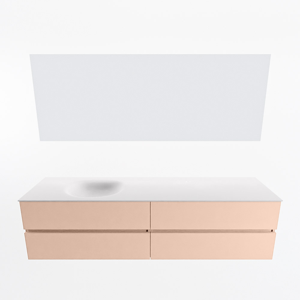 MONDIAZ VICA 190cm mueble de baño Rosee 4 cajones. Lavabo MOON Izquierda 1 orificio color Talc con espejo LED. 5 MONDIAZ VICA 190cm mueble de baño Rosee 4 cajones. Lavabo MOON Izquierda 1 orificio color Talc con espejo LED. - Imagen 5