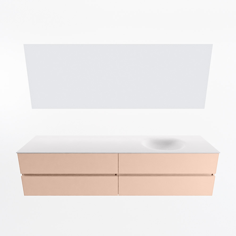 MONDIAZ VICA 200cm mueble de baño Rosee 4 cajones. Lavabo MOON Derecho 1 orificio color Talc con espejo LED. 5 MONDIAZ VICA 200cm mueble de baño Rosee 4 cajones. Lavabo MOON Derecho 1 orificio color Talc con espejo LED. - Imagen 5