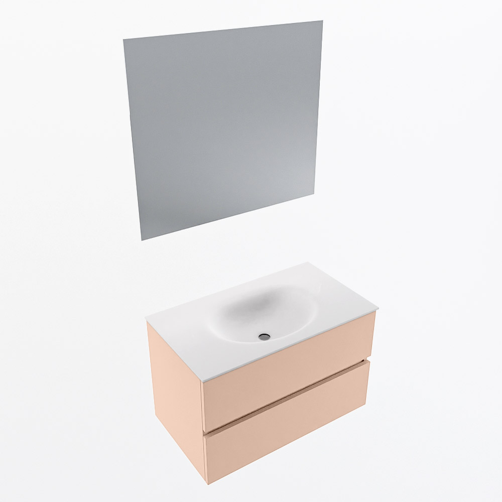 MONDIAZ VICA 80cm mueble de baño Rosee 2 cajones. Lavabo MOON Centro sin orificio color Talc con espejo LED. 6 MONDIAZ VICA 80cm mueble de baño Rosee 2 cajones. Lavabo MOON Centro sin orificio color Talc con espejo LED. - Imagen 6