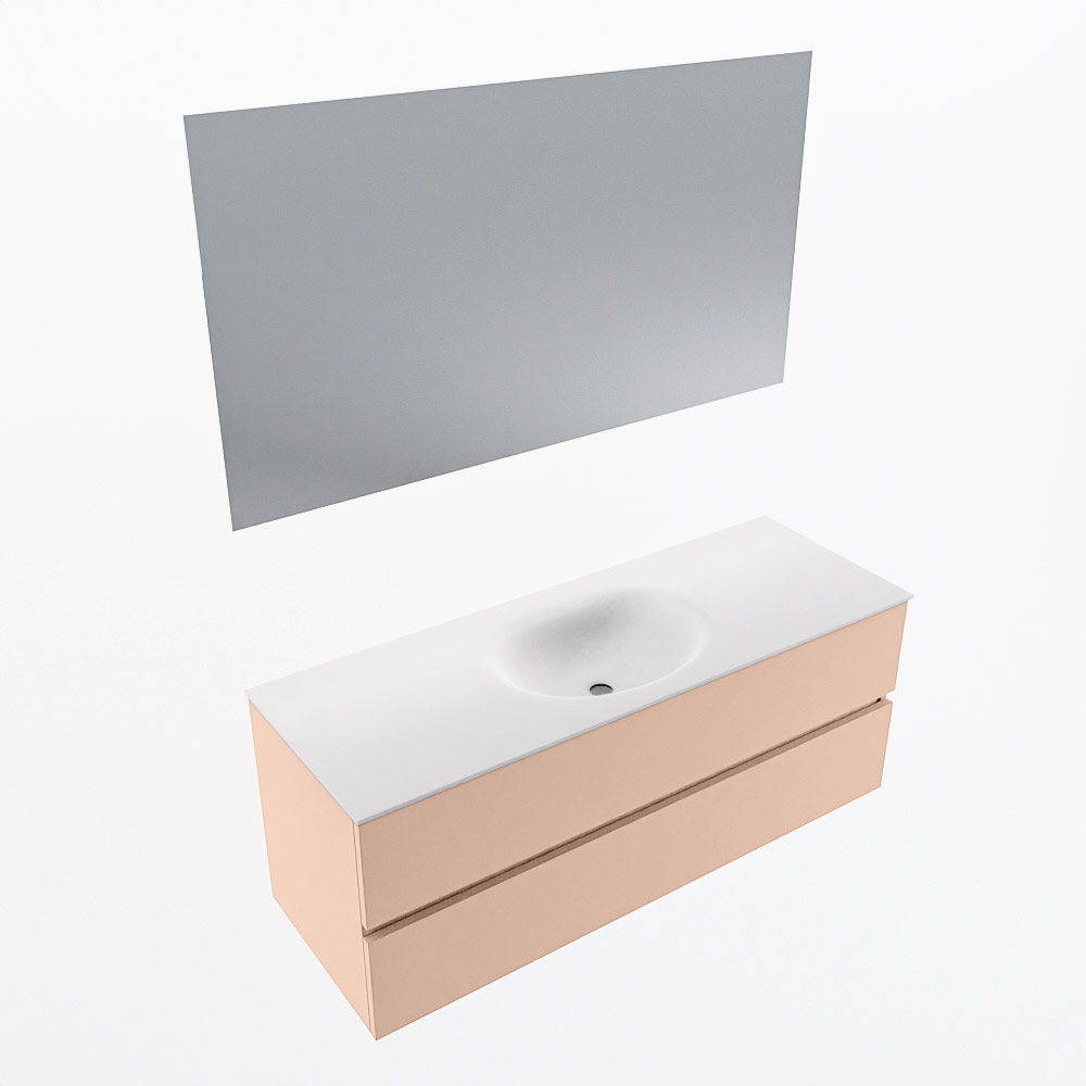 MONDIAZ VICA 130cm mueble de baño Rosee 2 cajones. Lavabo MOON Centro sin orificio color Talc con espejo LED. 5 MONDIAZ VICA 130cm mueble de baño Rosee 2 cajones. Lavabo MOON Centro sin orificio color Talc con espejo LED. - Imagen 6