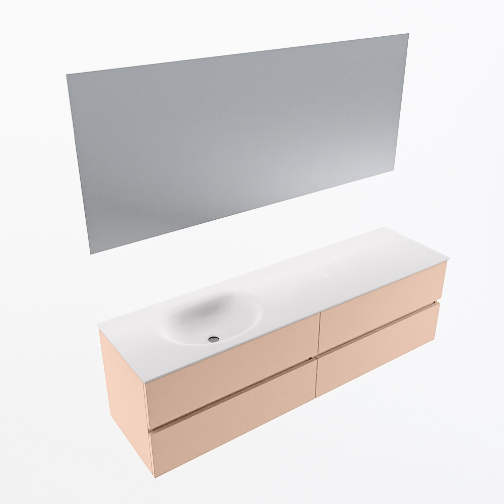 MONDIAZ VICA 170cm mueble de baño Rosee 4 cajones. Lavabo MOON Izquierda sin orificio color Talc con espejo LED. 6 MONDIAZ VICA 170cm mueble de baño Rosee 4 cajones. Lavabo MOON Izquierda sin orificio color Talc con espejo LED. - Imagen 6