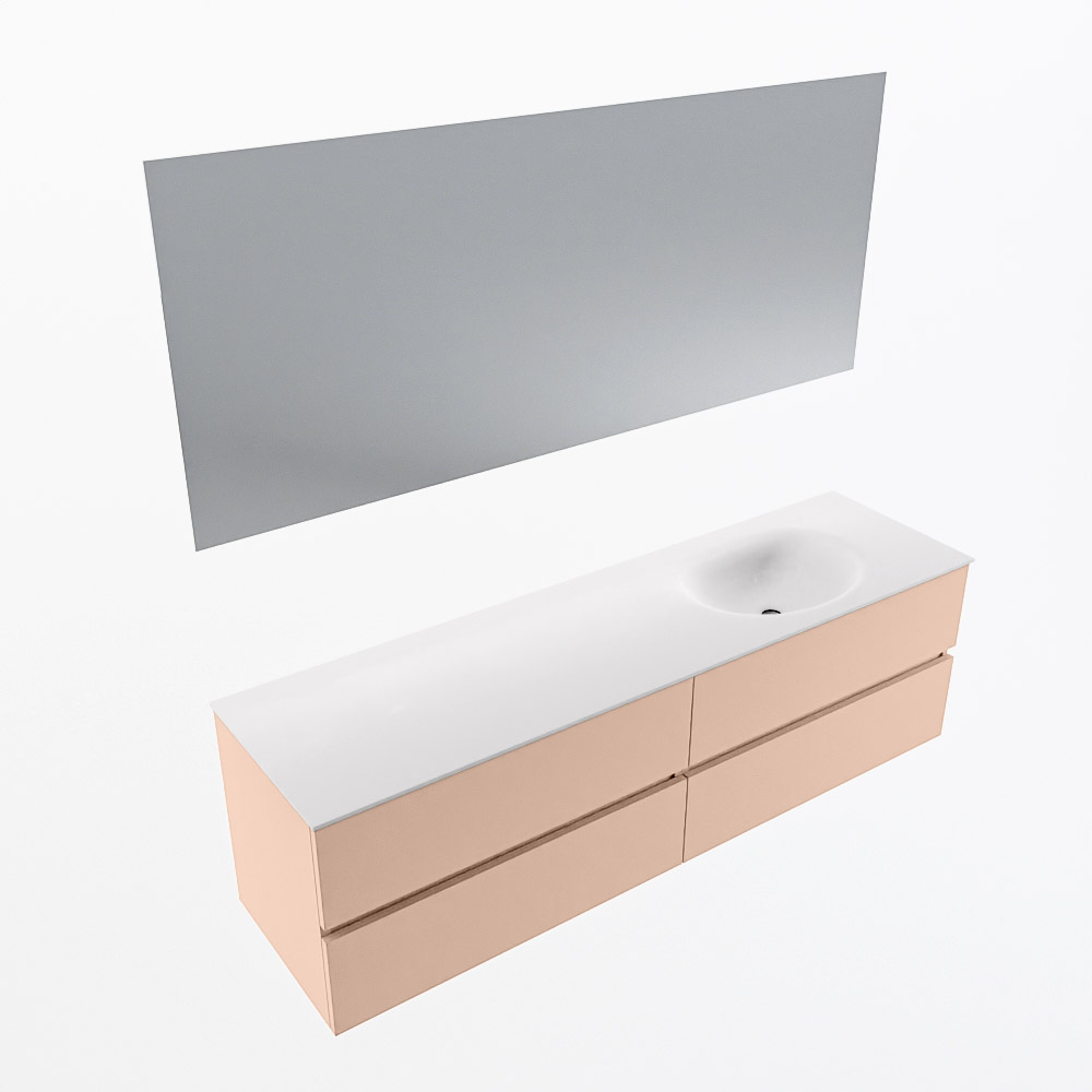 MONDIAZ VICA 170cm mueble de baño Rosee 4 cajones. Lavabo MOON Derecho sin orificio color Talc con espejo LED. 6 MONDIAZ VICA 170cm mueble de baño Rosee 4 cajones. Lavabo MOON Derecho sin orificio color Talc con espejo LED. - Imagen 6