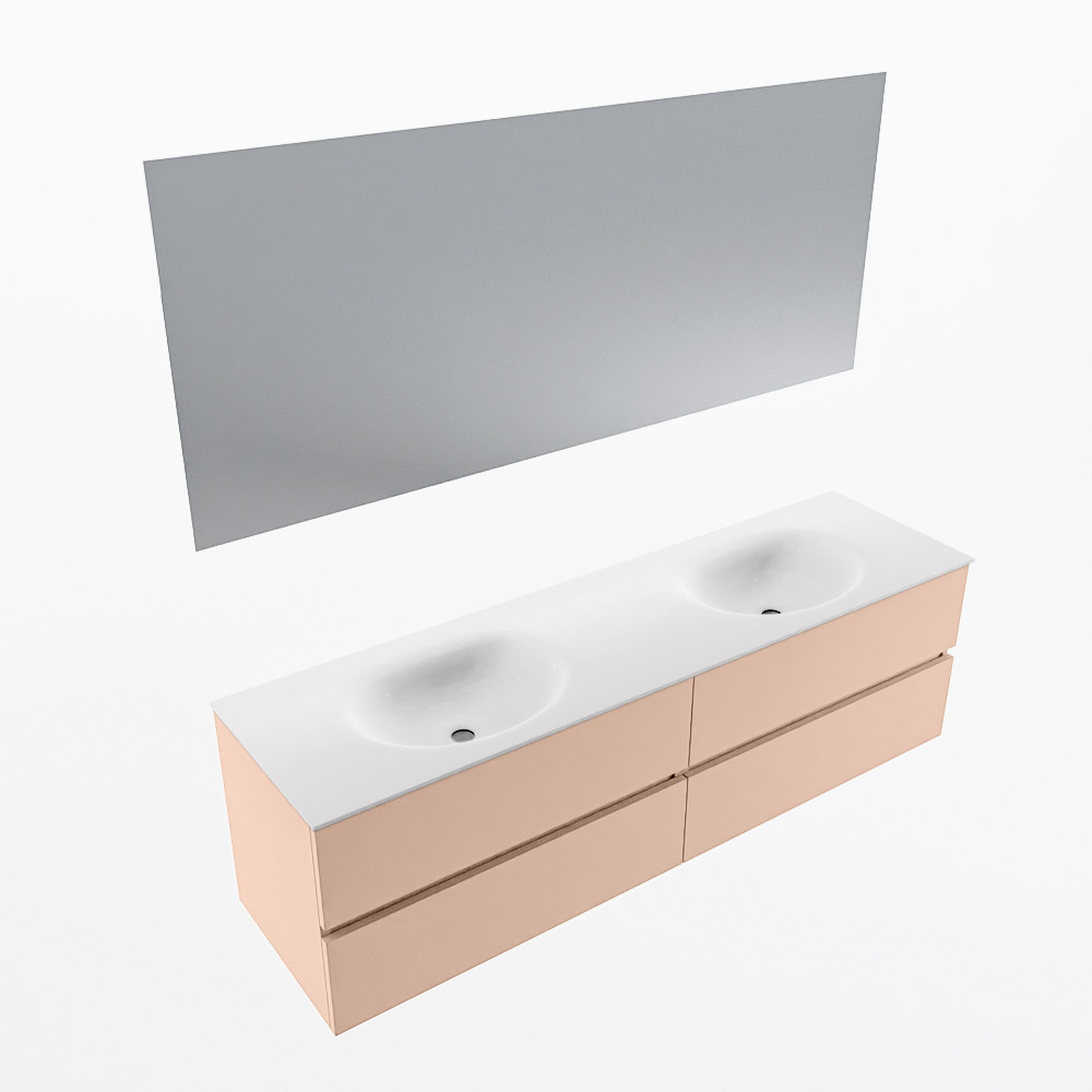 MONDIAZ VICA 170cm mueble de baño Rosee 4 cajones. Lavabo MOON Doble sin orificio color Talc con espejo LED. 6 MONDIAZ VICA 170cm mueble de baño Rosee 4 cajones. Lavabo MOON Doble sin orificio color Talc con espejo LED. - Imagen 6