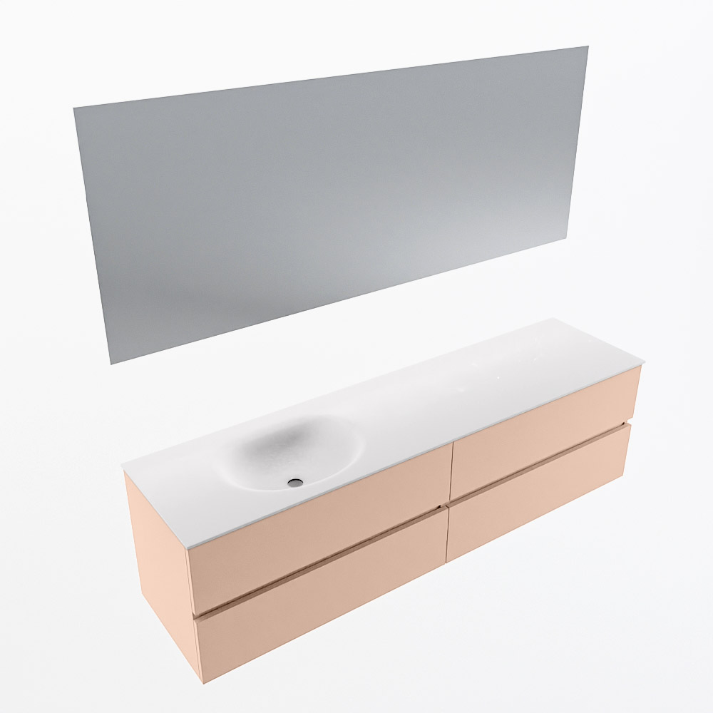 MONDIAZ VICA 180cm mueble de baño Rosee 4 cajones. Lavabo MOON Izquierda sin orificio color Talc con espejo LED. 6 MONDIAZ VICA 180cm mueble de baño Rosee 4 cajones. Lavabo MOON Izquierda sin orificio color Talc con espejo LED. - Imagen 6