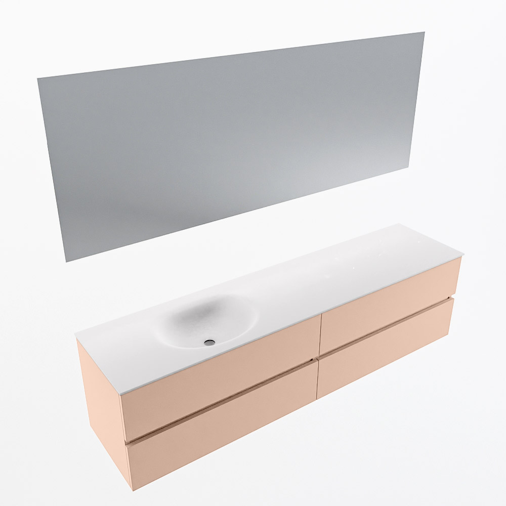 MONDIAZ VICA 190cm mueble de baño Rosee 4 cajones. Lavabo MOON Izquierda 1 orificio color Talc con espejo LED. 6 MONDIAZ VICA 190cm mueble de baño Rosee 4 cajones. Lavabo MOON Izquierda 1 orificio color Talc con espejo LED. - Imagen 6