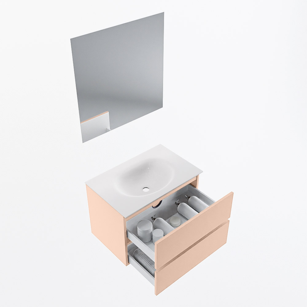 MONDIAZ VICA 70cm mueble de baño Rosee 2 cajones. Lavabo MOON Centro sin orificio color Talc con espejo LED. 7 MONDIAZ VICA 70cm mueble de baño Rosee 2 cajones. Lavabo MOON Centro sin orificio color Talc con espejo LED. - Imagen 7