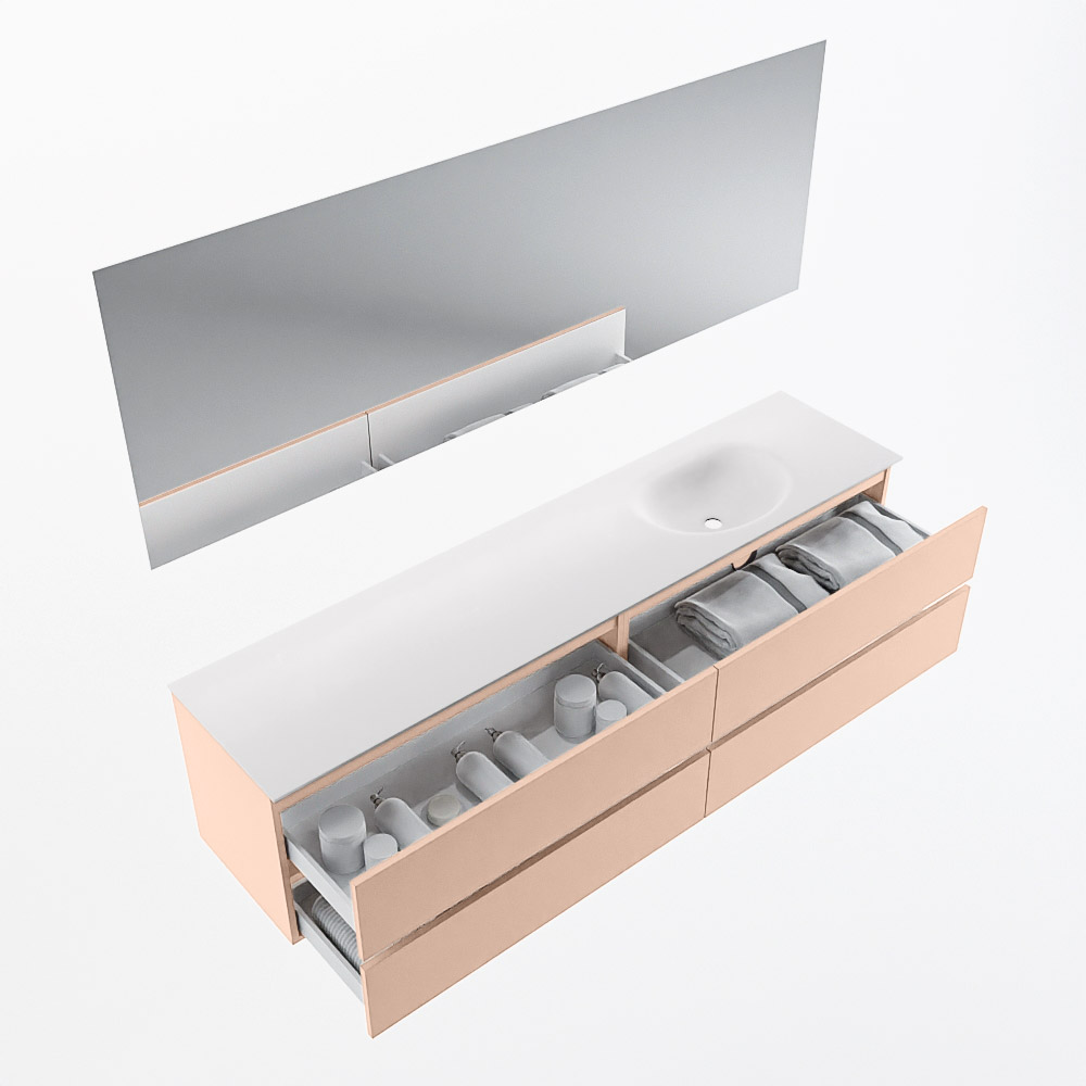 MONDIAZ VICA 200cm mueble de baño Rosee 4 cajones. Lavabo MOON Derecho 1 orificio color Talc con espejo LED. 7 MONDIAZ VICA 200cm mueble de baño Rosee 4 cajones. Lavabo MOON Derecho 1 orificio color Talc con espejo LED. - Imagen 7