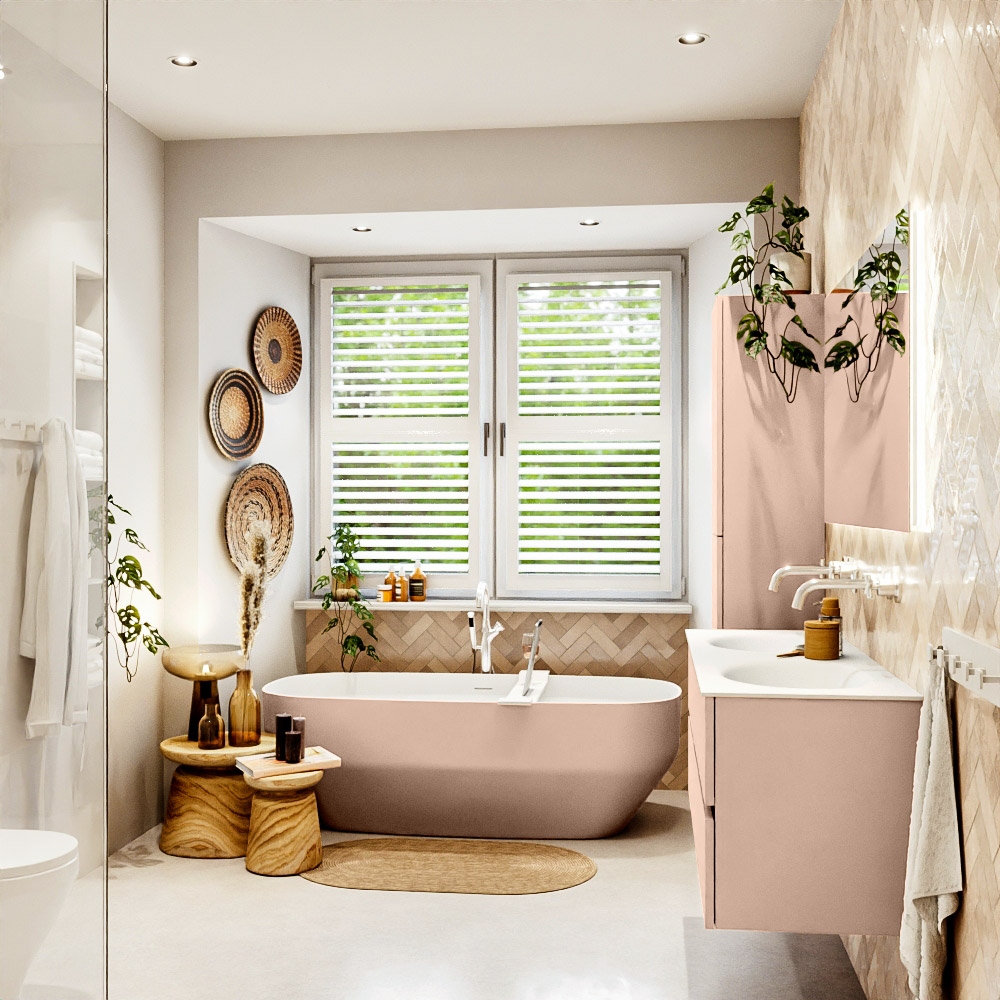 MONDIAZ VICA 130cm mueble de baño Rosee 2 cajones. Lavabo MOON Doble sin orificio color Talc con espejo LED. 3 MONDIAZ VICA 130cm mueble de baño Rosee 2 cajones. Lavabo MOON Doble sin orificio color Talc con espejo LED. - Imagen 3