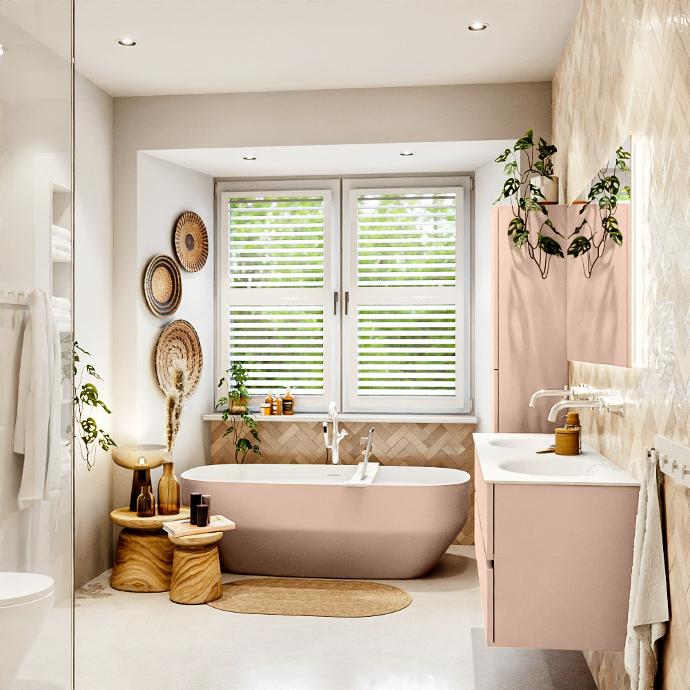 MONDIAZ VICA 140cm mueble de baño Rosee 2 cajones. Lavabo MOON Doble sin orificio color Talc con espejo LED. 3 MONDIAZ VICA 140cm mueble de baño Rosee 2 cajones. Lavabo MOON Doble sin orificio color Talc con espejo LED. - Imagen 3