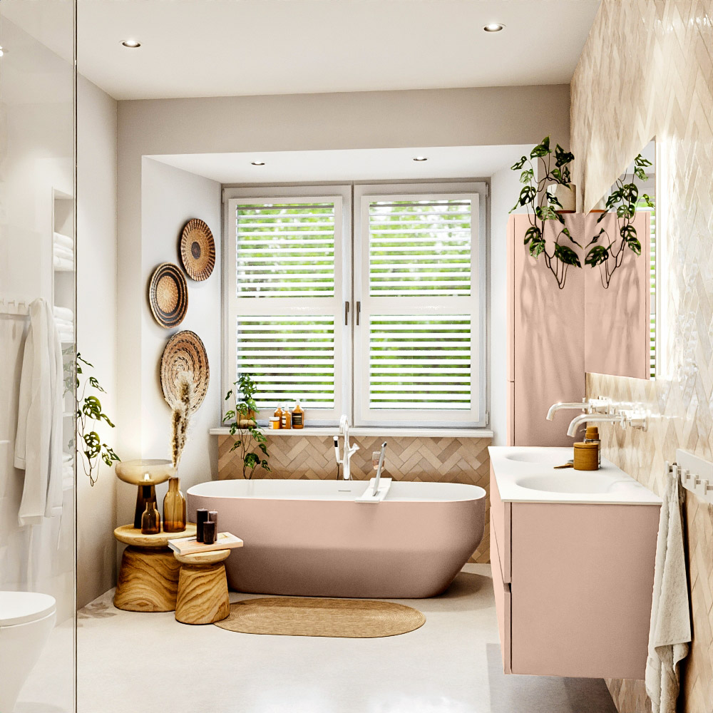 MONDIAZ VICA 150cm mueble de baño Rosee 2 cajones. Lavabo MOON Doble sin orificio color Talc con espejo LED. 3 MONDIAZ VICA 150cm mueble de baño Rosee 2 cajones. Lavabo MOON Doble sin orificio color Talc con espejo LED. - Imagen 3