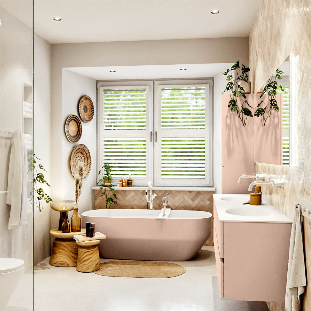 MONDIAZ VICA 170cm mueble de baño Rosee 4 cajones. Lavabo MOON Doble sin orificio color Talc con espejo LED. 3 MONDIAZ VICA 170cm mueble de baño Rosee 4 cajones. Lavabo MOON Doble sin orificio color Talc con espejo LED. - Imagen 3