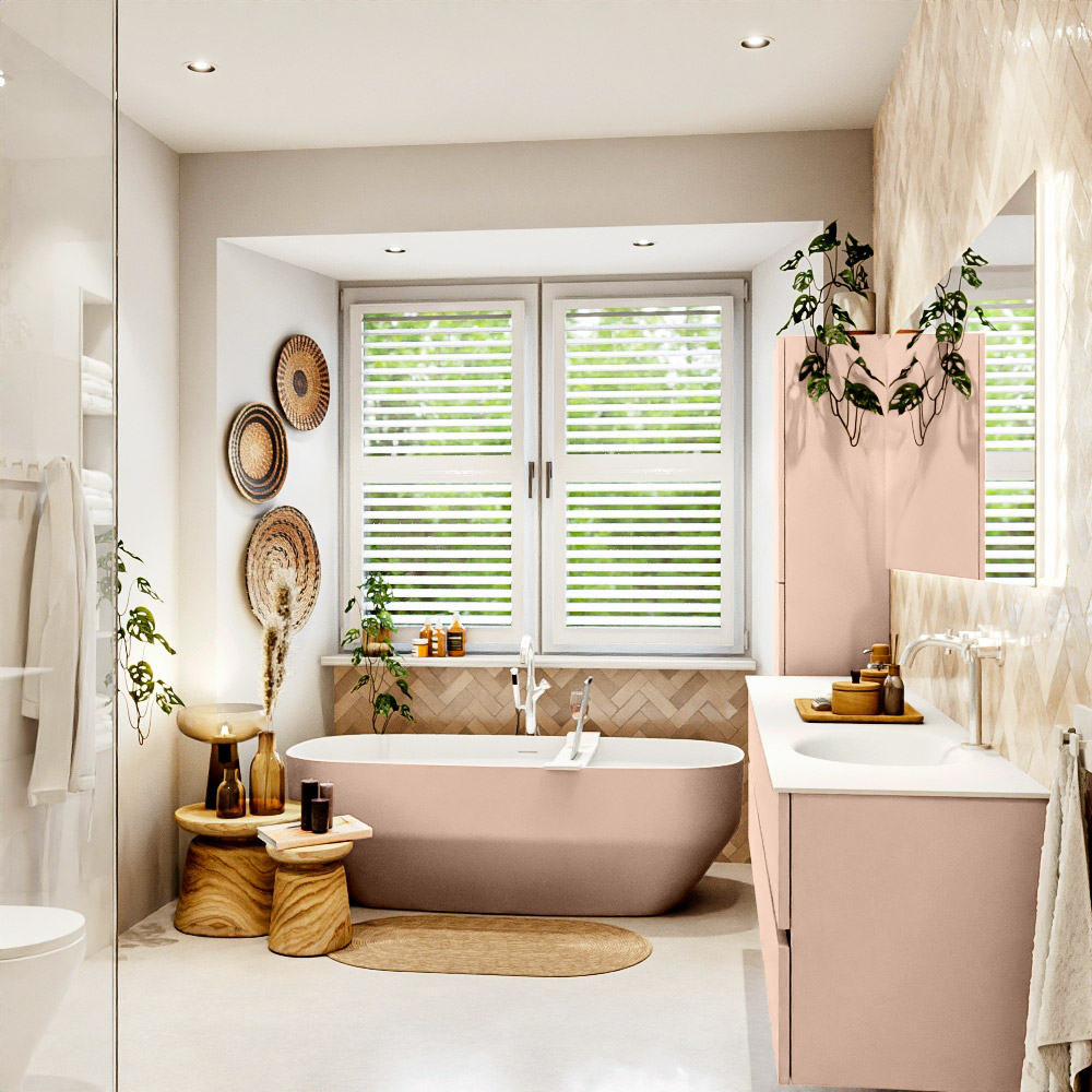 MONDIAZ VICA 200cm mueble de baño Rosee 4 cajones. Lavabo MOON Derecho 1 orificio color Talc con espejo LED. 3 MONDIAZ VICA 200cm mueble de baño Rosee 4 cajones. Lavabo MOON Derecho 1 orificio color Talc con espejo LED. - Imagen 3