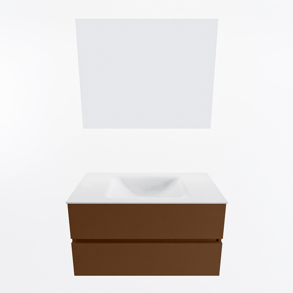 MONDIAZ VICA 90cm mueble de baño Rust 2 cajones. Lavabo CLOUD Centro 1 orificio color Talc con espejo LED. 5 MONDIAZ VICA 90cm mueble de baño Rust 2 cajones. Lavabo CLOUD Centro 1 orificio color Talc con espejo LED. - Imagen 5