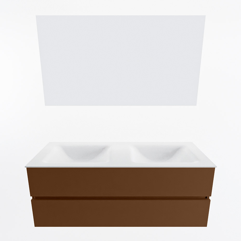 MONDIAZ VICA 130cm mueble de baño Rust 2 cajones. Lavabo CLOUD Doble 2 orificios color Talc con espejo LED. 4 MONDIAZ VICA 130cm mueble de baño Rust 2 cajones. Lavabo CLOUD Doble 2 orificios color Talc con espejo LED. - Imagen 5