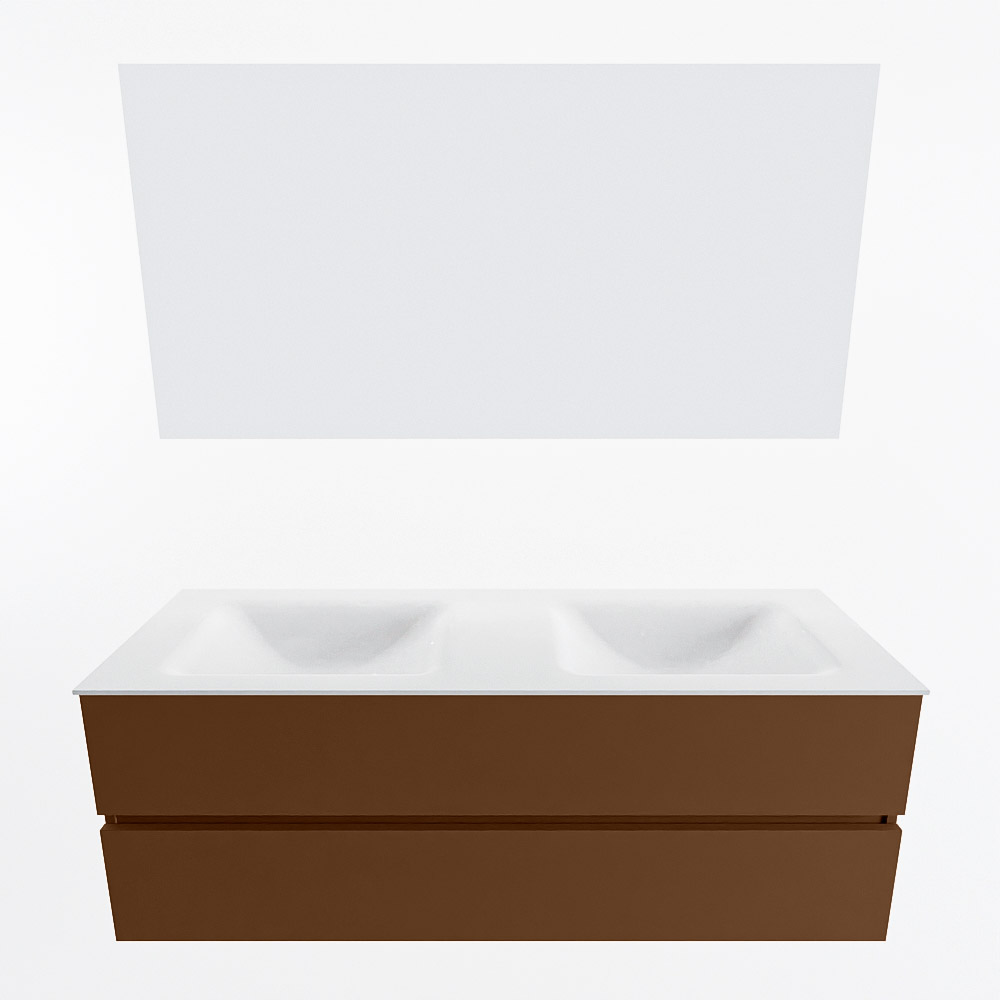 MONDIAZ VICA 140cm mueble de baño Rust 2 cajones. Lavabo CLOUD Doble 2 orificios color Talc con espejo LED. 4 MONDIAZ VICA 140cm mueble de baño Rust 2 cajones. Lavabo CLOUD Doble 2 orificios color Talc con espejo LED. - Imagen 5