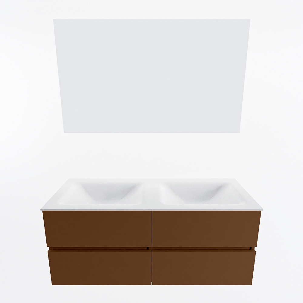 MONDIAZ VICA 120cm mueble de baño Rust 4 cajones. Lavabo CLOUD Doble sin orificio color Talc con espejo LED. 5 MONDIAZ VICA 120cm mueble de baño Rust 4 cajones. Lavabo CLOUD Doble sin orificio color Talc con espejo LED. - Imagen 5
