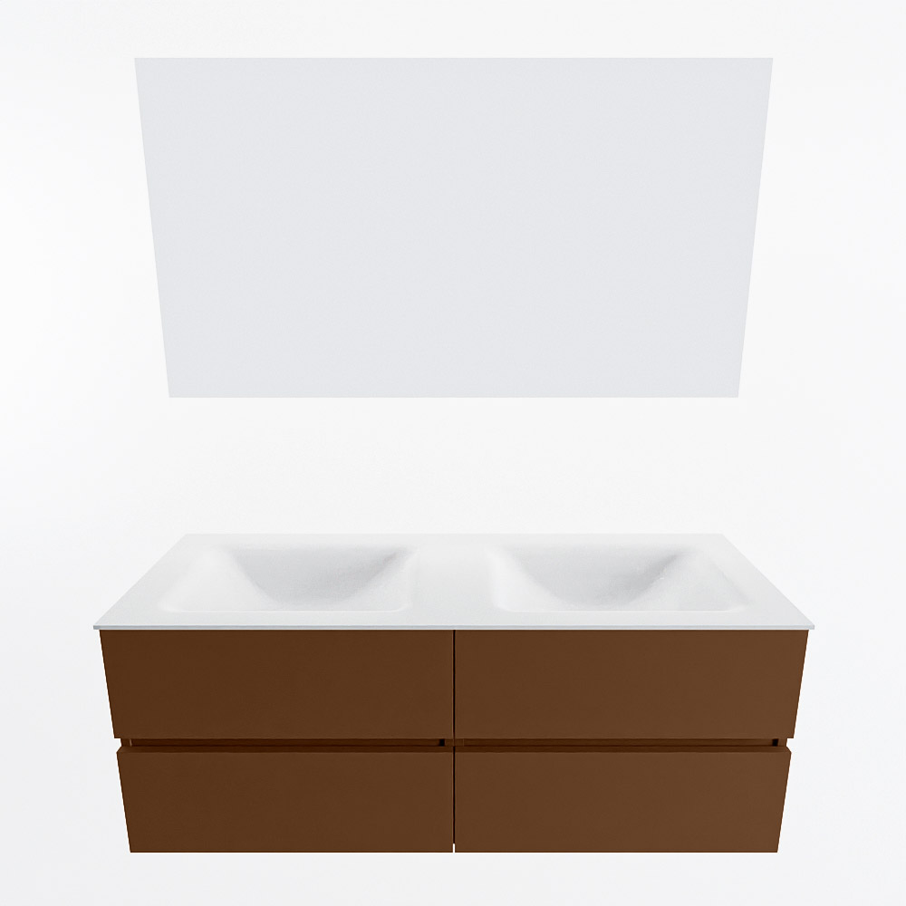 MONDIAZ VICA 130cm mueble de baño Rust 4 cajones. Lavabo CLOUD Doble 2 orificios color Talc con espejo LED. 4 MONDIAZ VICA 130cm mueble de baño Rust 4 cajones. Lavabo CLOUD Doble 2 orificios color Talc con espejo LED. - Imagen 5