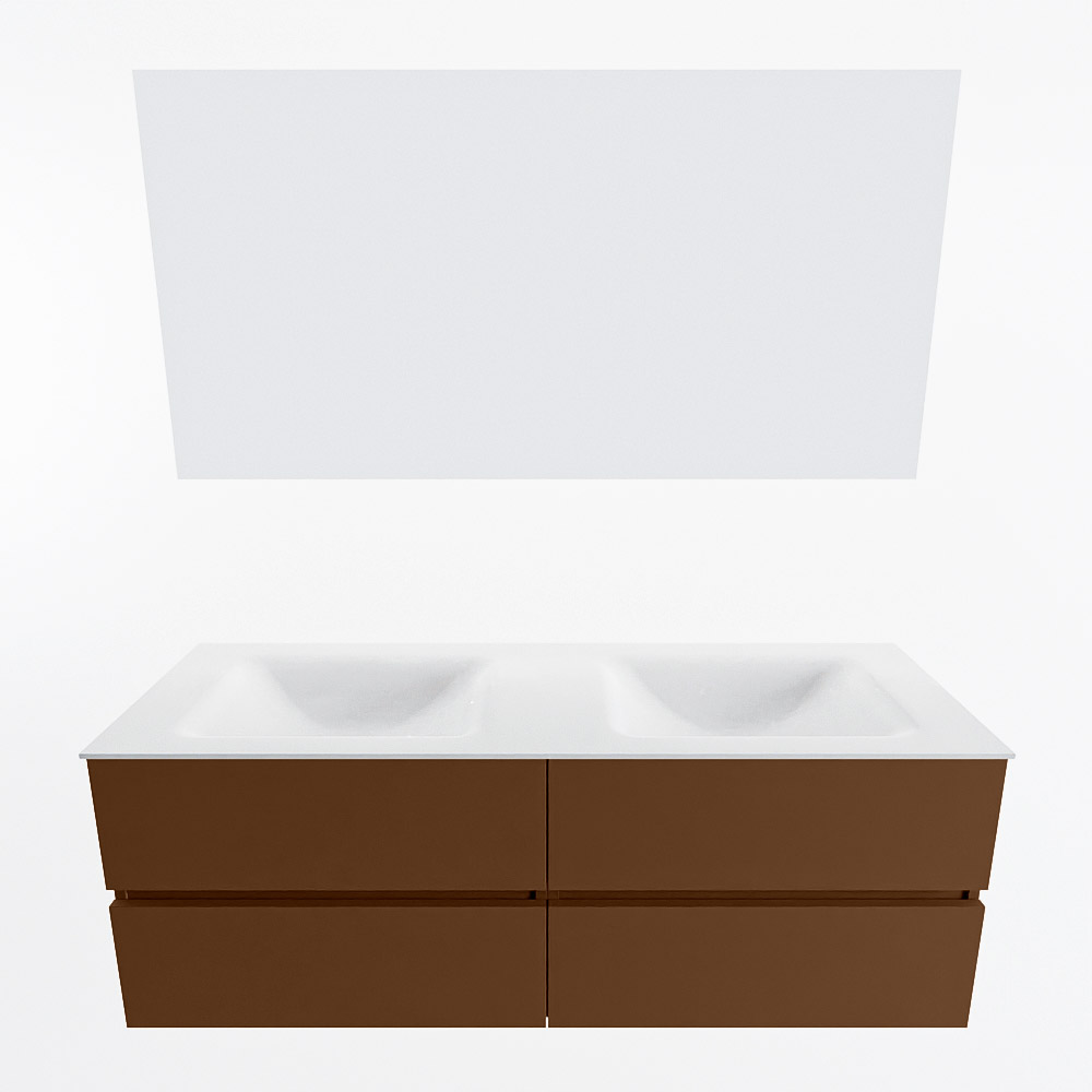 MONDIAZ VICA 140cm mueble de baño Rust 4 cajones. Lavabo CLOUD Doble 2 orificios color Talc con espejo LED. 4 MONDIAZ VICA 140cm mueble de baño Rust 4 cajones. Lavabo CLOUD Doble 2 orificios color Talc con espejo LED. - Imagen 5