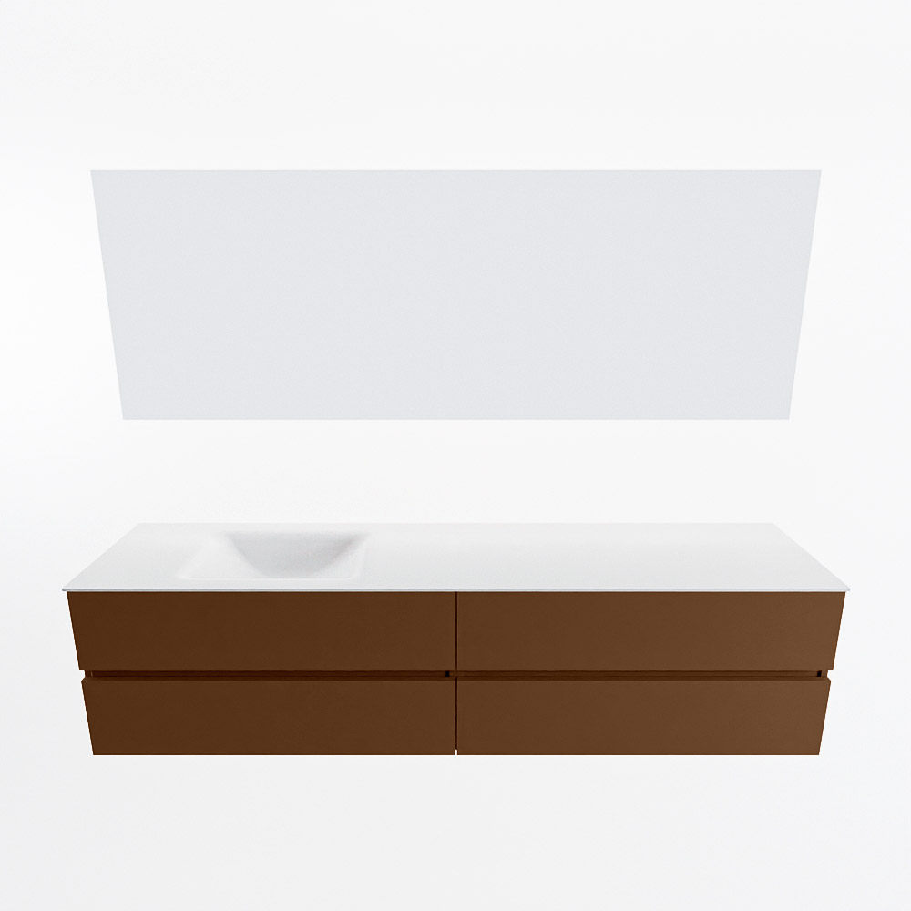 MONDIAZ VICA 200cm mueble de baño Rust 4 cajones. Lavabo CLOUD Izquierda sin orificio color Talc con espejo LED. 5 MONDIAZ VICA 200cm mueble de baño Rust 4 cajones. Lavabo CLOUD Izquierda sin orificio color Talc con espejo LED. - Imagen 5