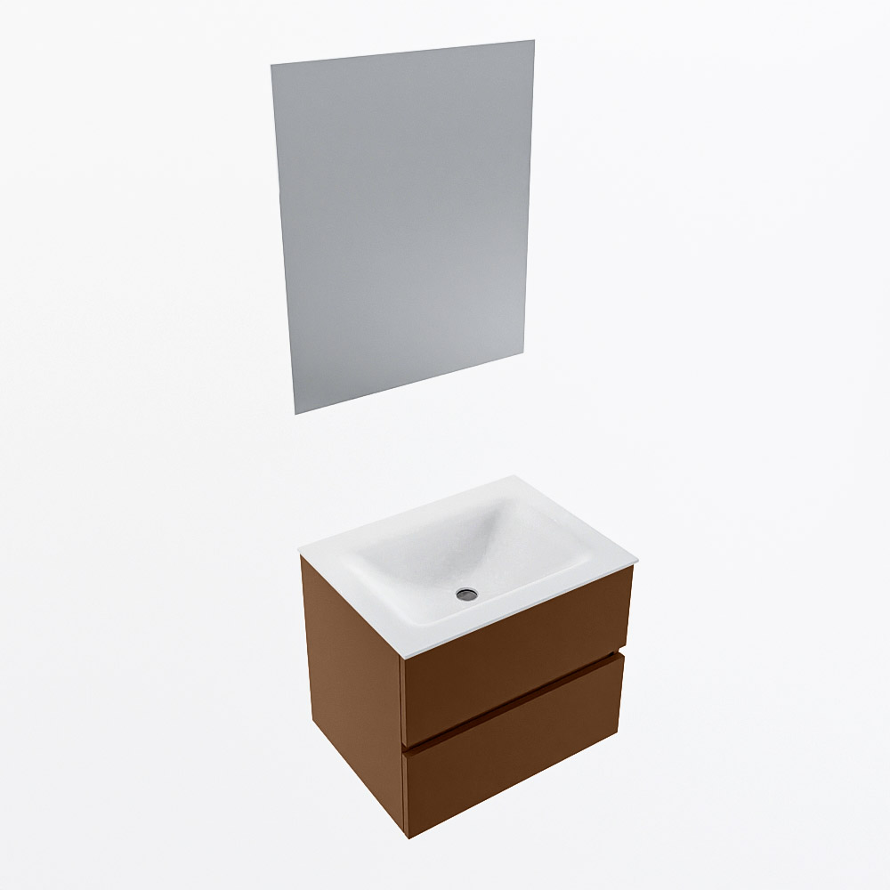 MONDIAZ VICA 60cm mueble de baño Rust 2 cajones. Lavabo CLOUD Centro 1 orificio color Talc con espejo LED. 6 MONDIAZ VICA 60cm mueble de baño Rust 2 cajones. Lavabo CLOUD Centro 1 orificio color Talc con espejo LED. - Imagen 6