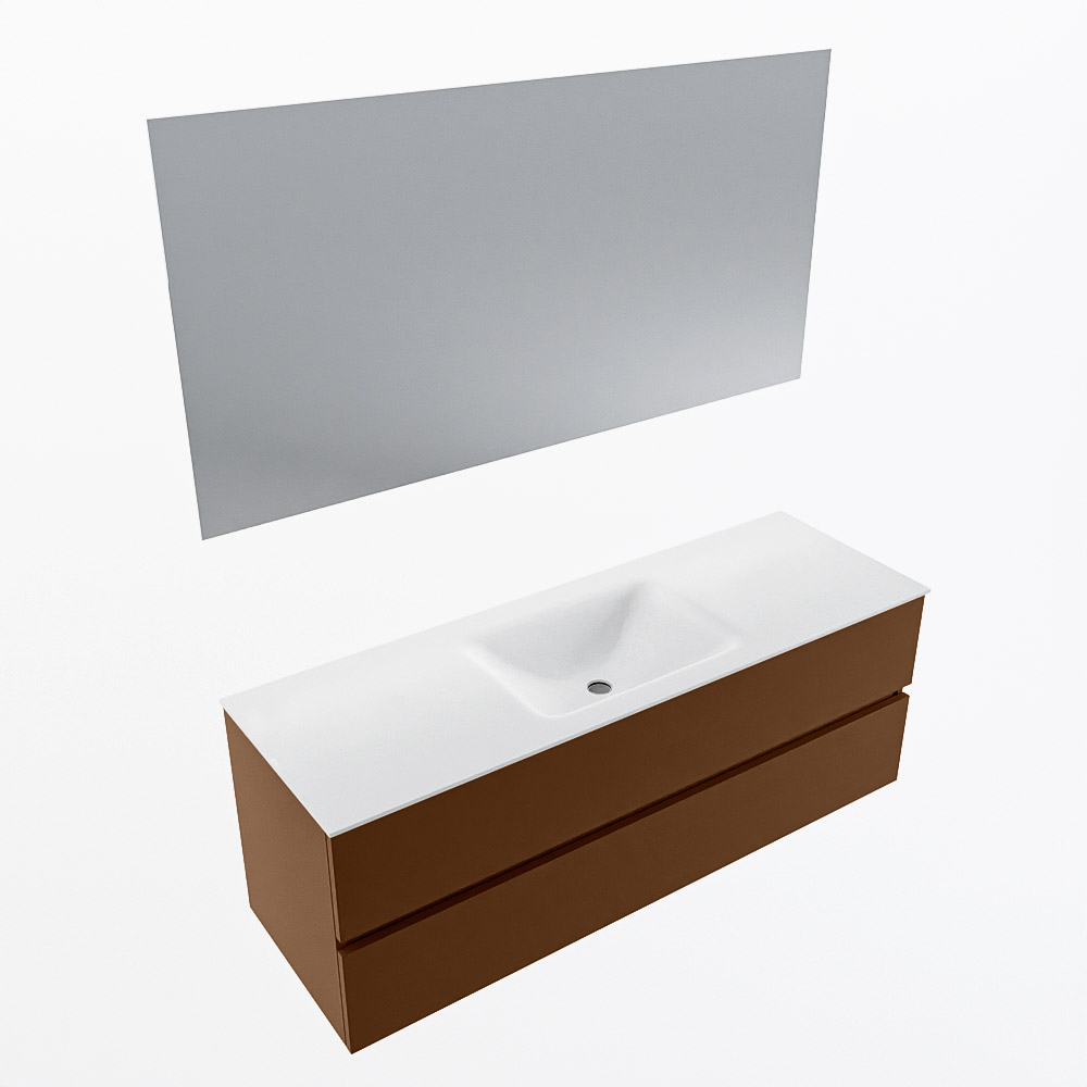MONDIAZ VICA 140cm mueble de baño Rust 2 cajones. Lavabo CLOUD Centro 1 orificio color Talc con espejo LED. 5 MONDIAZ VICA 140cm mueble de baño Rust 2 cajones. Lavabo CLOUD Centro 1 orificio color Talc con espejo LED. - Imagen 6