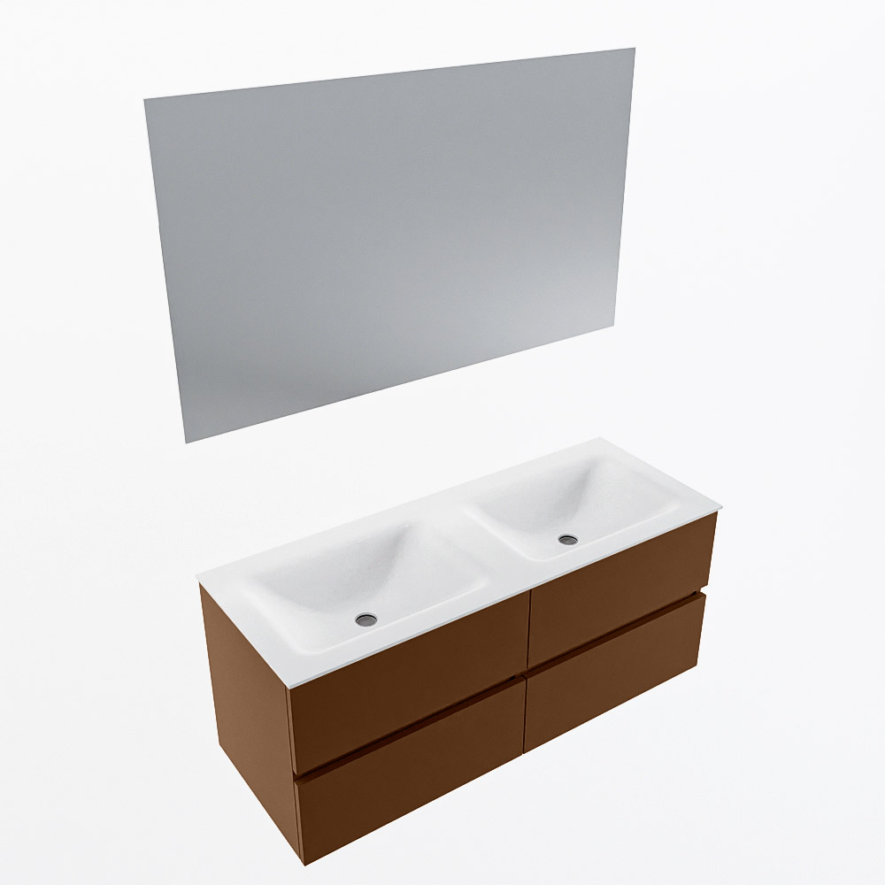 MONDIAZ VICA 120cm mueble de baño Rust 4 cajones. Lavabo CLOUD Doble sin orificio color Talc con espejo LED. 6 MONDIAZ VICA 120cm mueble de baño Rust 4 cajones. Lavabo CLOUD Doble sin orificio color Talc con espejo LED. - Imagen 6