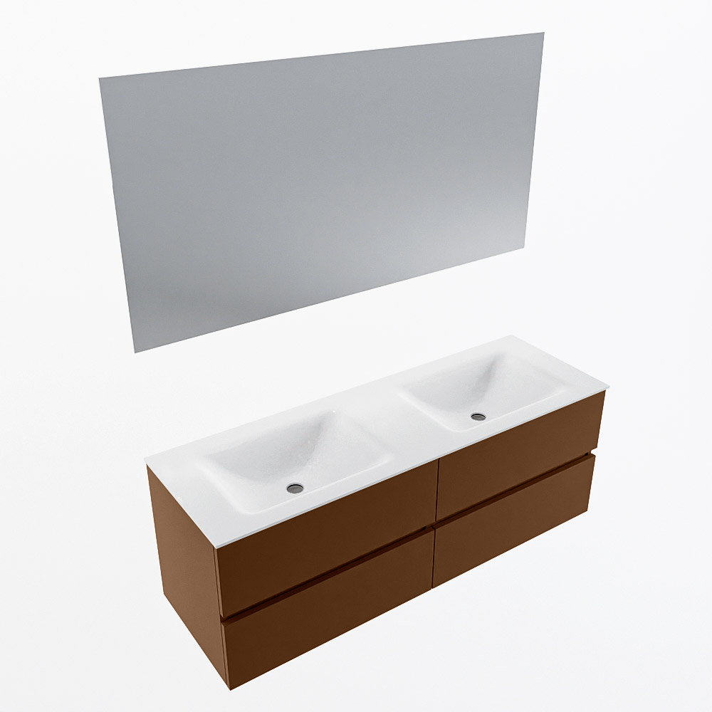 MONDIAZ VICA 140cm mueble de baño Rust 4 cajones. Lavabo CLOUD Doble 2 orificios color Talc con espejo LED. 5 MONDIAZ VICA 140cm mueble de baño Rust 4 cajones. Lavabo CLOUD Doble 2 orificios color Talc con espejo LED. - Imagen 6