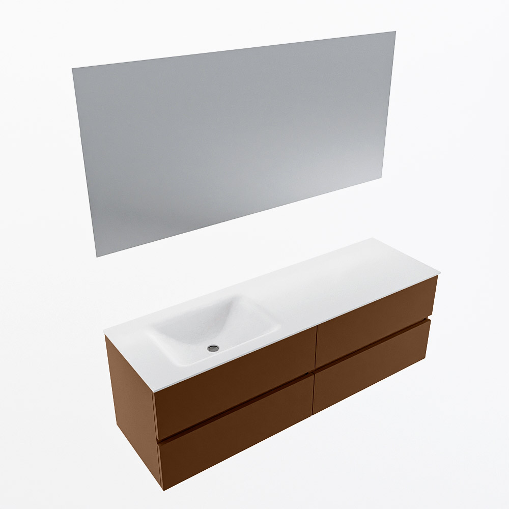 MONDIAZ VICA 150cm mueble de baño Rust 4 cajones. Lavabo CLOUD Izquierda 1 orificio color Talc con espejo LED. 6 MONDIAZ VICA 150cm mueble de baño Rust 4 cajones. Lavabo CLOUD Izquierda 1 orificio color Talc con espejo LED. - Imagen 6