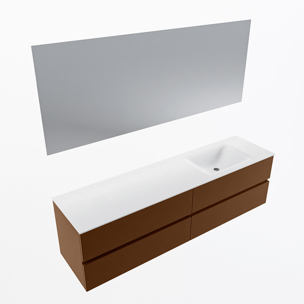 MONDIAZ VICA 180cm mueble de baño Rust 4 cajones. Lavabo CLOUD Derecho 1 orificio color Talc con espejo LED. 6 MONDIAZ VICA 180cm mueble de baño Rust 4 cajones. Lavabo CLOUD Derecho 1 orificio color Talc con espejo LED. - Imagen 6
