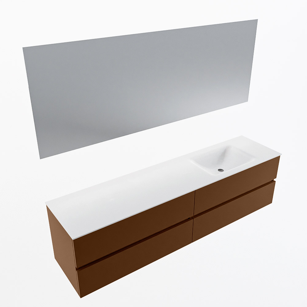 MONDIAZ VICA 190cm mueble de baño Rust 4 cajones. Lavabo CLOUD Derecho 1 orificio color Talc con espejo LED. 6 MONDIAZ VICA 190cm mueble de baño Rust 4 cajones. Lavabo CLOUD Derecho 1 orificio color Talc con espejo LED. - Imagen 6