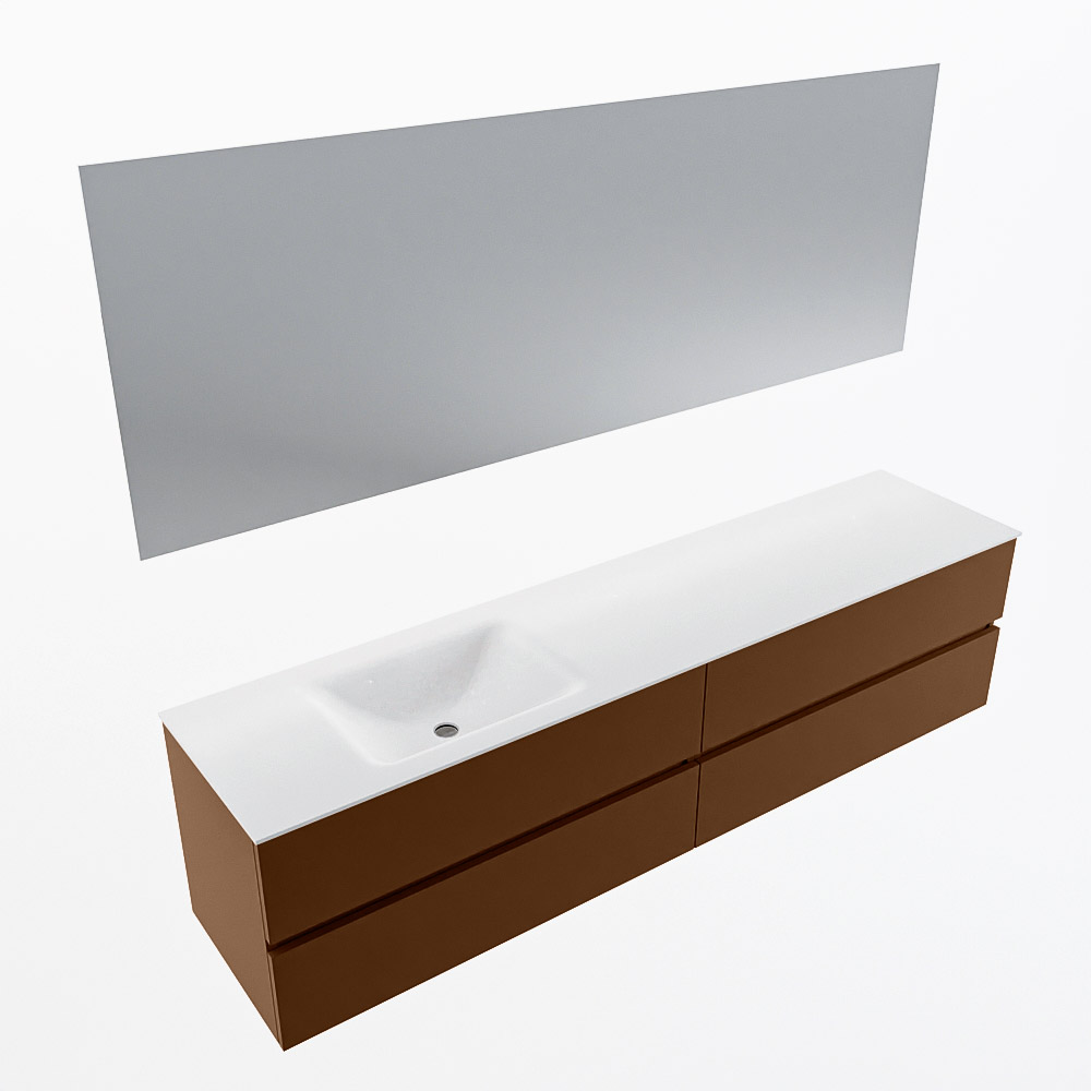 MONDIAZ VICA 200cm mueble de baño Rust 4 cajones. Lavabo CLOUD Izquierda sin orificio color Talc con espejo LED. 6 MONDIAZ VICA 200cm mueble de baño Rust 4 cajones. Lavabo CLOUD Izquierda sin orificio color Talc con espejo LED. - Imagen 6
