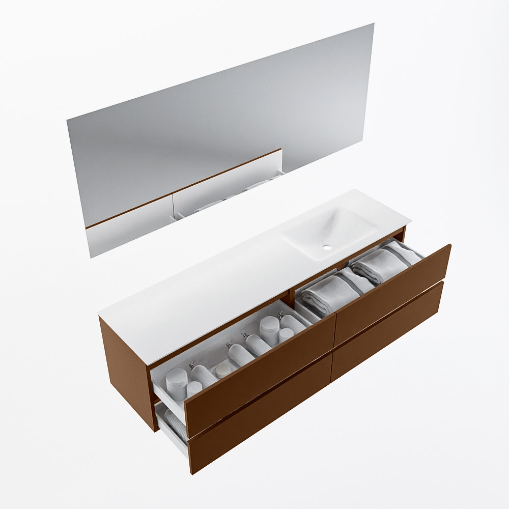 MONDIAZ VICA 180cm mueble de baño Rust 4 cajones. Lavabo CLOUD Derecho 1 orificio color Talc con espejo LED. 7 MONDIAZ VICA 180cm mueble de baño Rust 4 cajones. Lavabo CLOUD Derecho 1 orificio color Talc con espejo LED. - Imagen 7