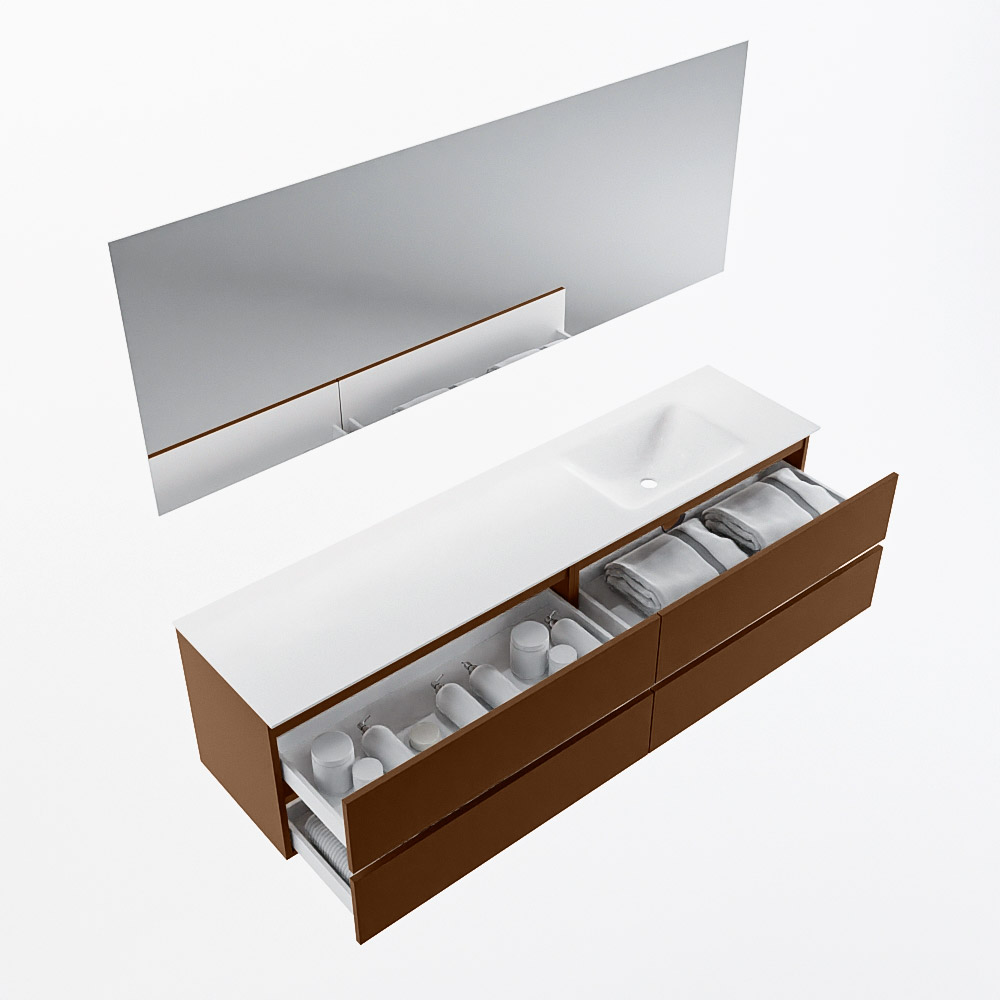 MONDIAZ VICA 190cm mueble de baño Rust 4 cajones. Lavabo CLOUD Derecho 1 orificio color Talc con espejo LED. 7 MONDIAZ VICA 190cm mueble de baño Rust 4 cajones. Lavabo CLOUD Derecho 1 orificio color Talc con espejo LED. - Imagen 7