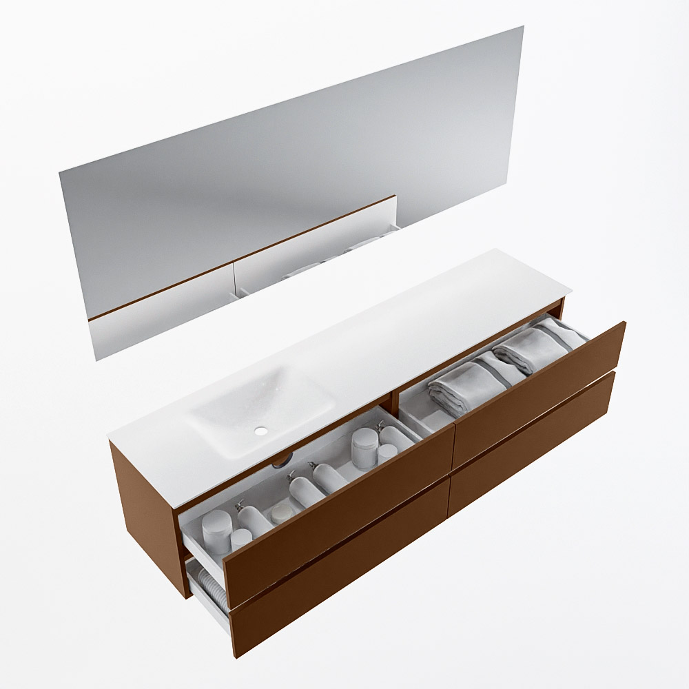 MONDIAZ VICA 200cm mueble de baño Rust 4 cajones. Lavabo CLOUD Izquierda sin orificio color Talc con espejo LED. 7 MONDIAZ VICA 200cm mueble de baño Rust 4 cajones. Lavabo CLOUD Izquierda sin orificio color Talc con espejo LED. - Imagen 7