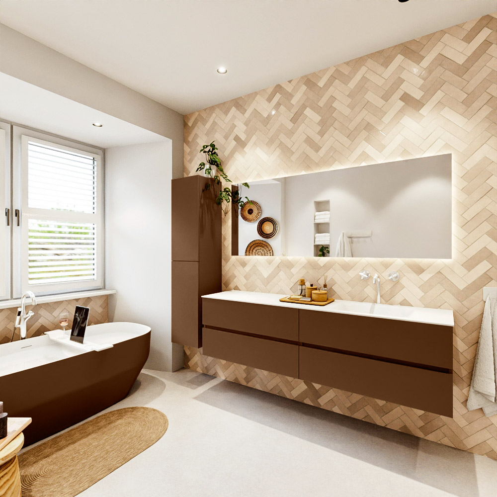 MONDIAZ VICA 180cm mueble de baño Rust 4 cajones. Lavabo CLOUD Derecho 1 orificio color Talc con espejo LED. 4 MONDIAZ VICA 180cm mueble de baño Rust 4 cajones. Lavabo CLOUD Derecho 1 orificio color Talc con espejo LED. - Imagen 4