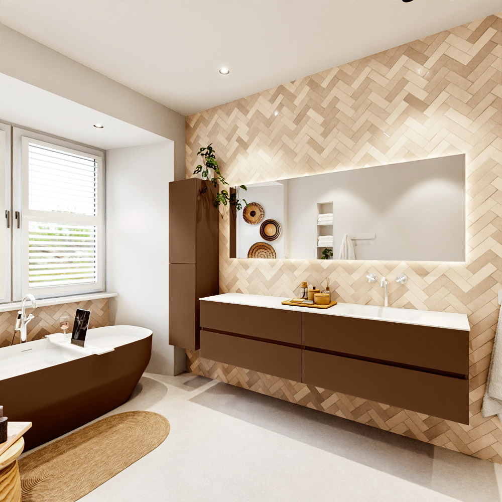 MONDIAZ VICA 190cm mueble de baño Rust 4 cajones. Lavabo CLOUD Derecho 1 orificio color Talc con espejo LED. 4 MONDIAZ VICA 190cm mueble de baño Rust 4 cajones. Lavabo CLOUD Derecho 1 orificio color Talc con espejo LED. - Imagen 4