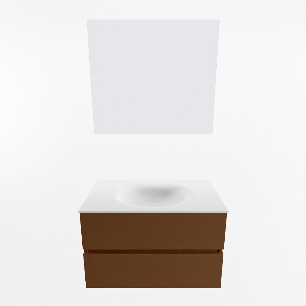 MONDIAZ VICA 80cm mueble de baño Rust 2 cajones. Lavabo MOON Centro sin orificio color Talc con espejo LED. 5 MONDIAZ VICA 80cm mueble de baño Rust 2 cajones. Lavabo MOON Centro sin orificio color Talc con espejo LED. - Imagen 5